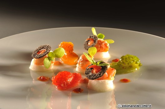 La Vinaigrette d'écrevisses du lac Léman, pulpe de tomates