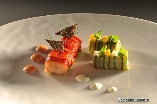 Vinaigrette de Homard Breton sour cream et concombre