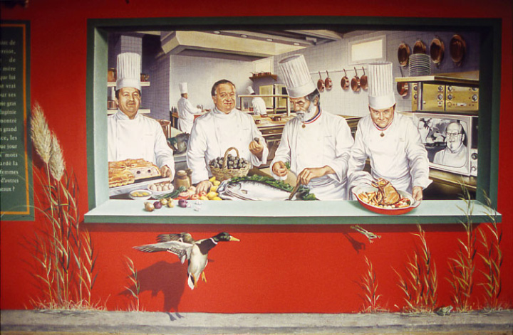 Rue des grands chef à collonges -au-Mt d'Or avec les amis de Paul Bocuse François Bise, Jacques Pic, Jean Troisgros et Alain Chapel